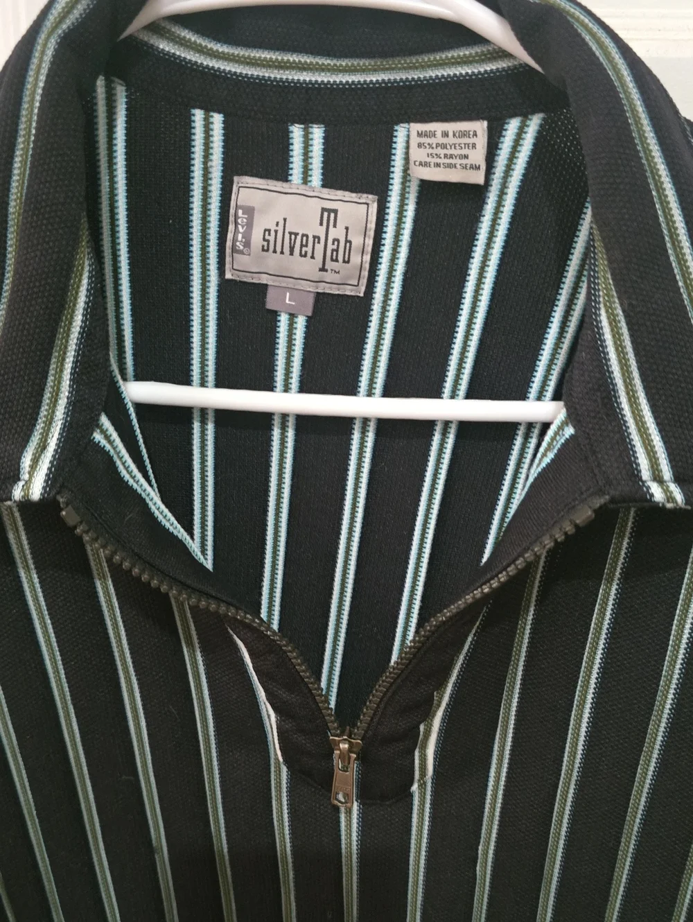 Silver Jeans Men's Black Stripe Zip-Front Sweater